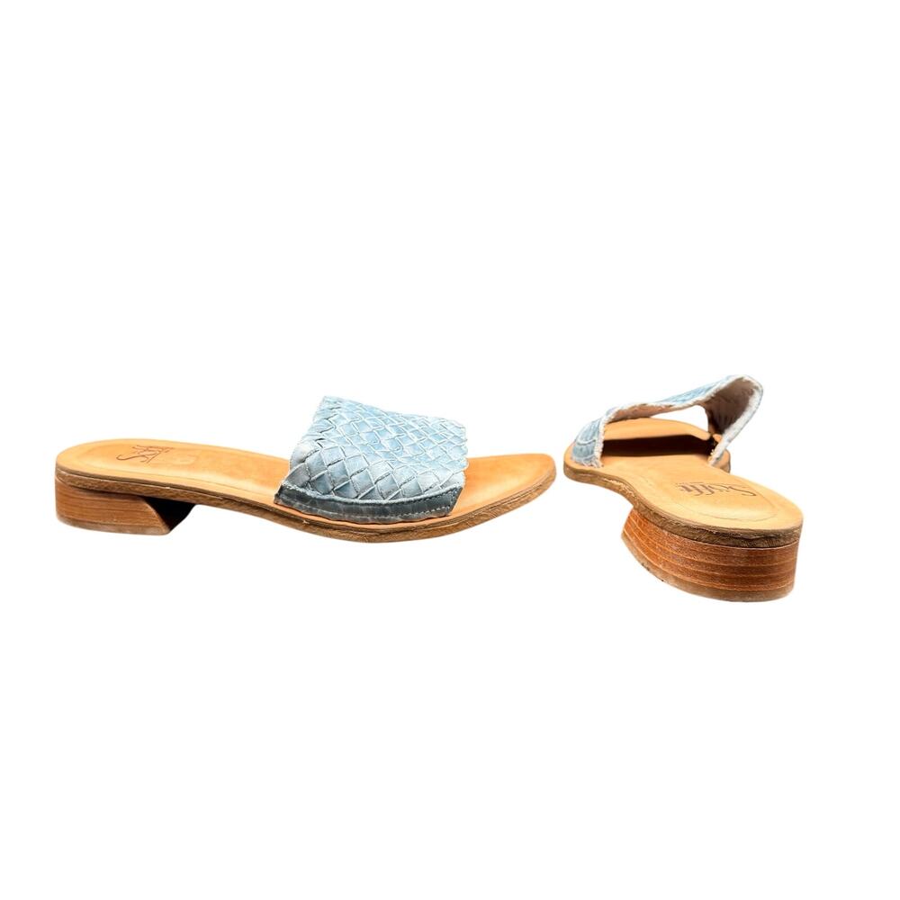 Söfft Woven Leather Slide Sandals Blue Women’s 8.5 EU 40 Low Heel